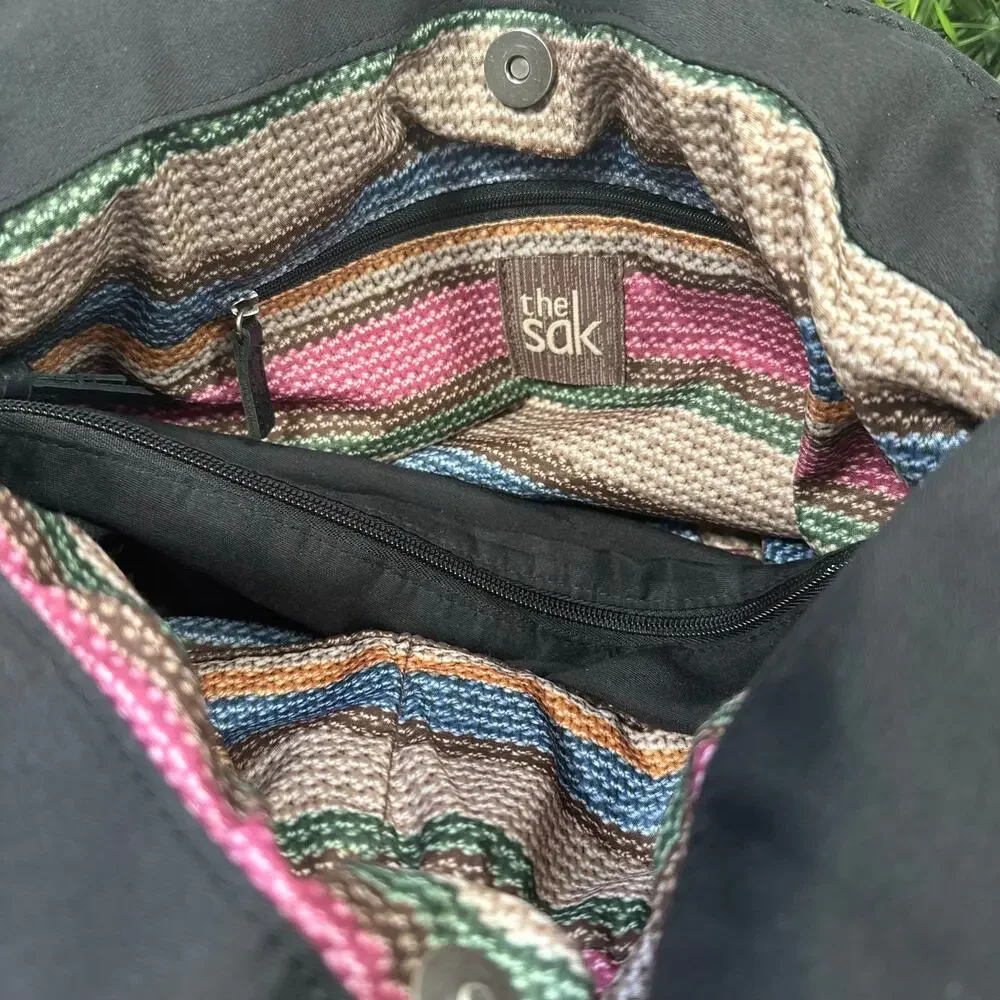 The Sak Indio Boho Black Leather Hobo Bag